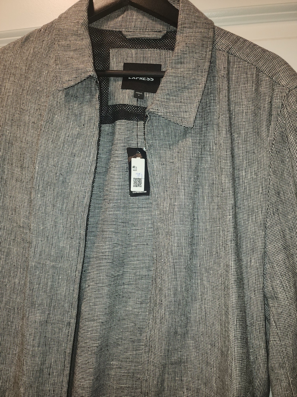 Express Black and White Pinstripe Open Jacket